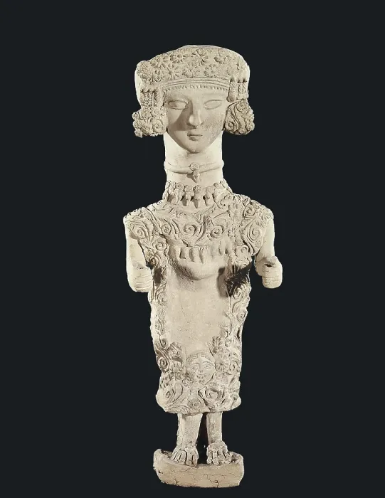 Framed Print : Lady of Ibiza. 3rd c. BC. Lady of Ibiza. Punic art. Sculpture. From: Puid dels Molins necropolis. Carthaginian art. Terra-cotta. SPAIN. Madrid. National Museum of Archaeology