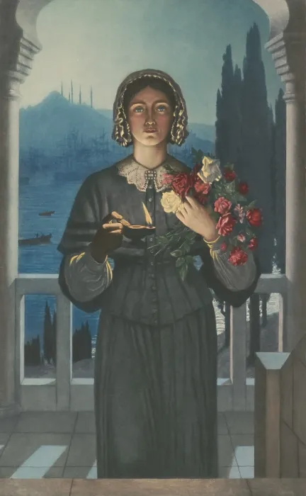 Framed Print : The Lady with the Lamp, 1933, shows Florence Nightingale at Scutari