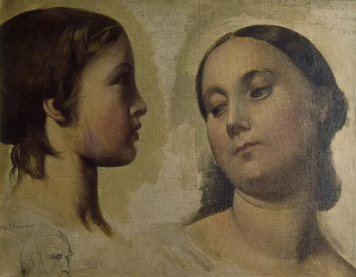Framed Print : Lady de Laural and her son (Madame de Laural et son fils), by Jean Auguste Dominique Ingres, after 1821, 19th Century, oil on canvas, 25 x 32 cm - France, Montauban
