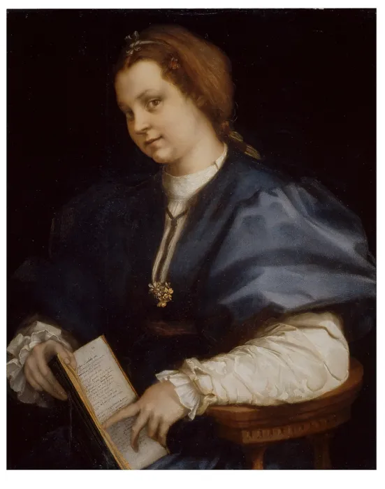 Framed Print : Lady with a petrarchino, by Unknown artist, 16th Century, 1528 -1529 about, oil on panel, - Italy, Tuscany, Florence, Uffizi Gallery Framed Print : Lady with a petrarchino, by Unknown artist, 16th Century, 1528 -1529 about, oil on panel, - Italy, Tuscany, Florence, Uffizi Gallery