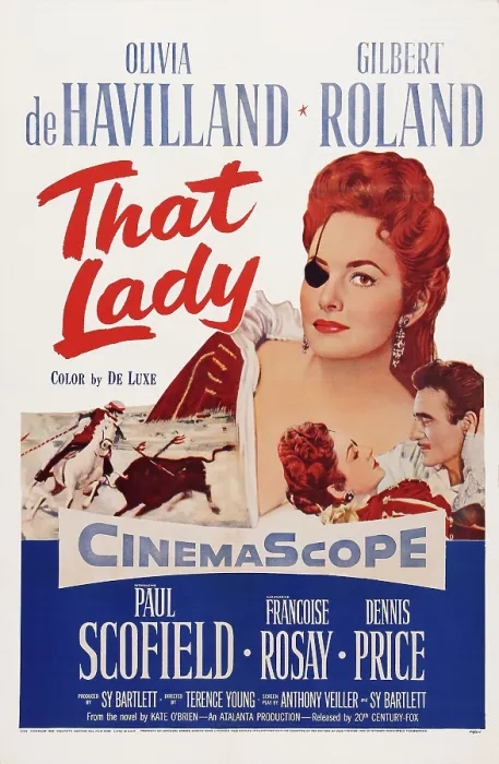 Framed Print : THAT LADY, US poster art, from left: Olivia de Havilland, Gilbert Roland, 1955. TM & Copyright 20th Century Fox Film Corp. All rights reserved / courtesy Everett Collection