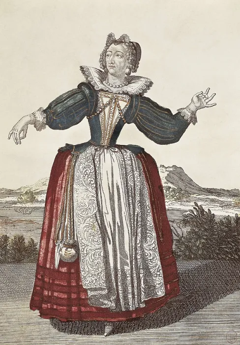 Framed Print : Lady Raderzonde, character from the Commedia dell'Arte. Xylography. FRANCE. Paris. Muse Carnavalet (Carnavalet Museum). AISA / Everett Collection**US SALES ONLY**
