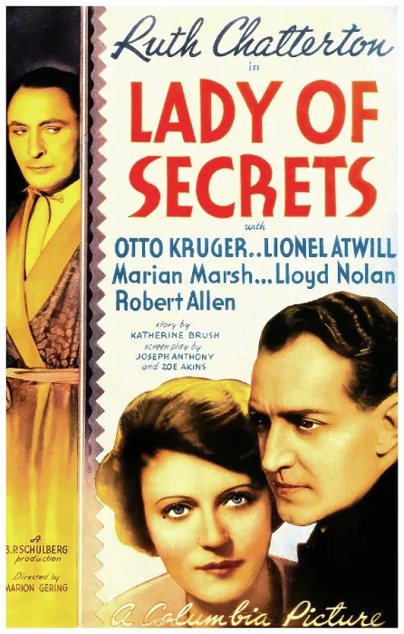 Framed Print : LADY OF SECRETS, US poster art, from left: Lionel Atwill, Ruth Chatterton, Otto Kruger, 1936