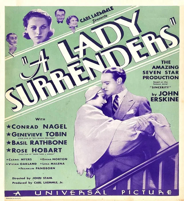 Framed Print : A LADY SURRENDERS, window card, 1930