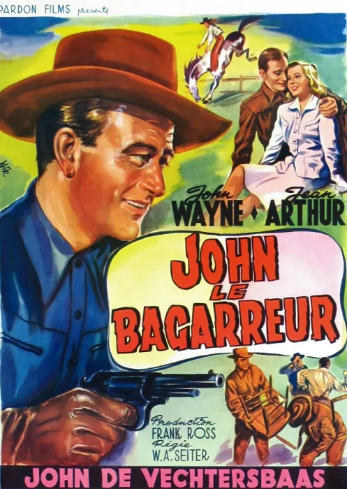 Framed Print : A LADY TAKES A CHANCE, (aka THE COWBOY AND THE GIRL, aka JOHN LE BAGARREUR), top: John Wayne, Jean Arthur, left: John Wayne on Belgian poster art, 1943 Framed Print : A LADY TAKES A CHANCE, (aka THE COWBOY AND THE GIRL, aka JOHN LE BAGARREUR), top: John Wayne, Jean Arthur, left: John Wayne on Belgian poster art, 1943