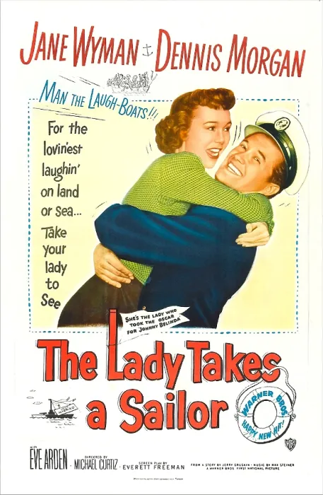 Framed Print : THE LADY TAKES A SAILOR, US poster, from left: Jane Wyman, Dennis Morgan, 1949