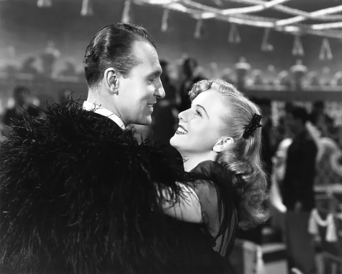 Framed Print : LADY ON A TRAIN, from left: Ralph Bellamy, Deanna Durbin, 1945