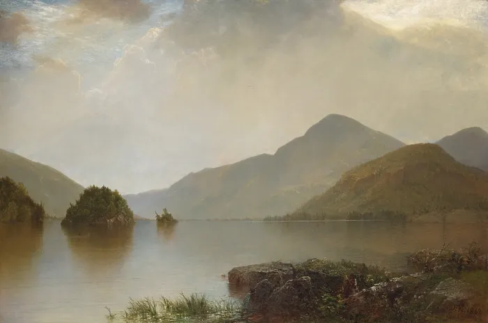 Framed Print : LAKE GEORGE, by John Frederick Kensett, 1869, American painting, oil on canvas