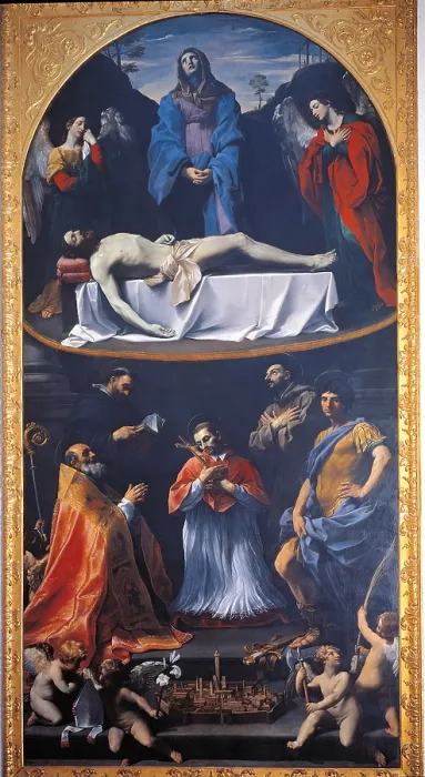 Framed Print : Lament over the Body of Christ (Piet dei Mendicanti), by Guido Reni, 1613 - 1616 about, 17th Century, oil on canvas, cm 704 x 341 - Italy, Emilia Romagna, Bologna