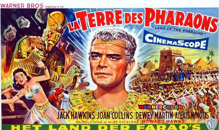 Framed Print : LAND OF THE PHARAOHS, (aka LA TERRE DES PHARAONS), center: Jack Hawkins on Belgian poster art, 1955