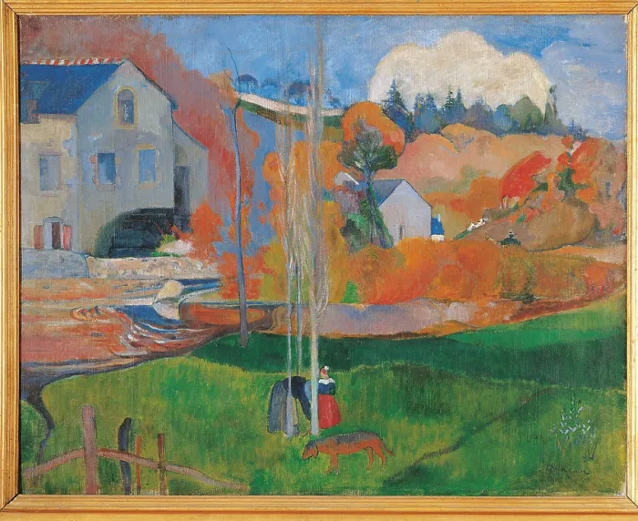 Framed Print : Landscape in Brittany The David Mill, by Paul Gauguin, 1894, 19th Century, oil on canvas, cm 73 x 92 - France, Ile de France, Paris, Muse dOrsay