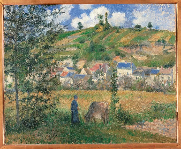 Framed Print : Landscape at Chaponval (Val dOise), by Camille Pissarro, 1880, 19th Century, oil on canvas, cm 54, 5 x 65 - France, Ile de France, Paris, Muse dOrsay, RF1937-51