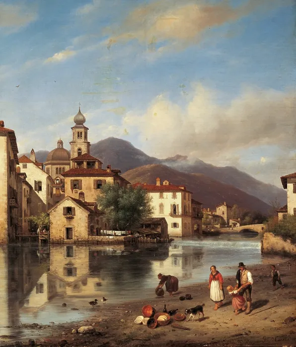 Framed Print : Landscape in Lombardy, by Giuseppe Canella, 1839, 19th Century, oil on canvas, cm 99, 5 x 148 - Italy, Lombardy, Milan, Brera Academy of Fine Art Collections. Detail Framed Print : Landscape in Lombardy, by Giuseppe Canella, 1839, 19th Century, oil on canvas, cm 99, 5 x 148 - Italy, Lombardy, Milan, Brera Academy of Fine Art Collections. Detail