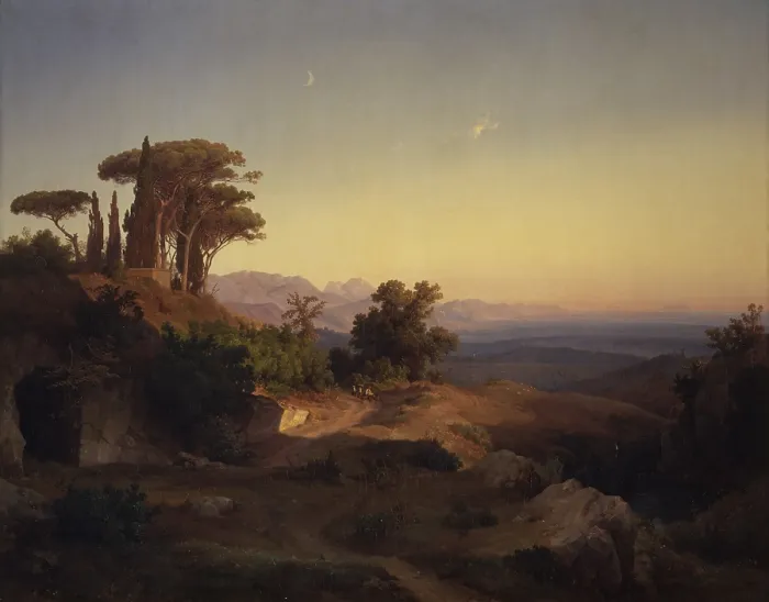 Framed Print : Landscape, by Louis Gurrit, 19th Century, oil on canvas - Italy, Lombardy, Milan, Castello Sforzesco, Civic Collection of Ancient Art. Whole artwork view Framed Print : Landscape, by Louis Gurrit, 19th Century, oil on canvas - Italy, Lombardy, Milan, Castello Sforzesco, Civic Collection of Ancient Art. Whole artwork view