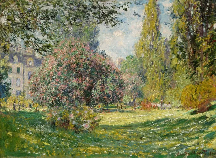 Framed Print : Landscape: The Parc Monceau, by Claude Monet, 1876, French impressionist painting, oil on canvas