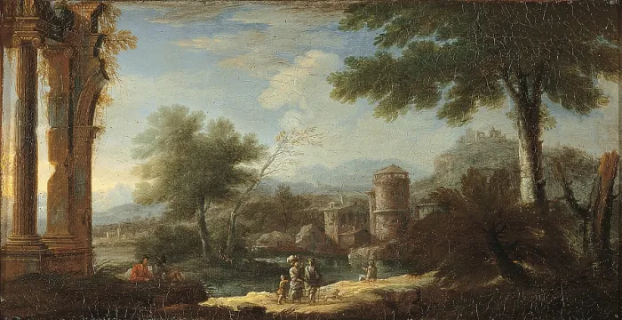 Framed Print : Landscape with Ruins and Rustic (Paesaggio con rovine e rustico), by Unknown Venetian Artist, Ca Framed Print : Landscape with Ruins and Rustic (Paesaggio con rovine e rustico), by Unknown Venetian Artist, Ca