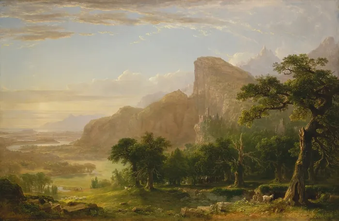Framed Print : LANDSCAPE-SCENE FROM THANATOPSIS, by Asher Brown Durand, 1850, American painting, oil on canvas