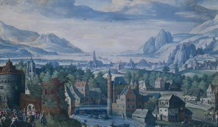 Framed Print : Landscape with the Story of Jephthah's daughter, by Jacob Savery (I), 1580-89, Flemish-Dutch painting, gouache on vellum Framed Print : Landscape with the Story of Jephthah's daughter, by Jacob Savery (I), 1580-89, Flemish-Dutch painting, gouache on vellum