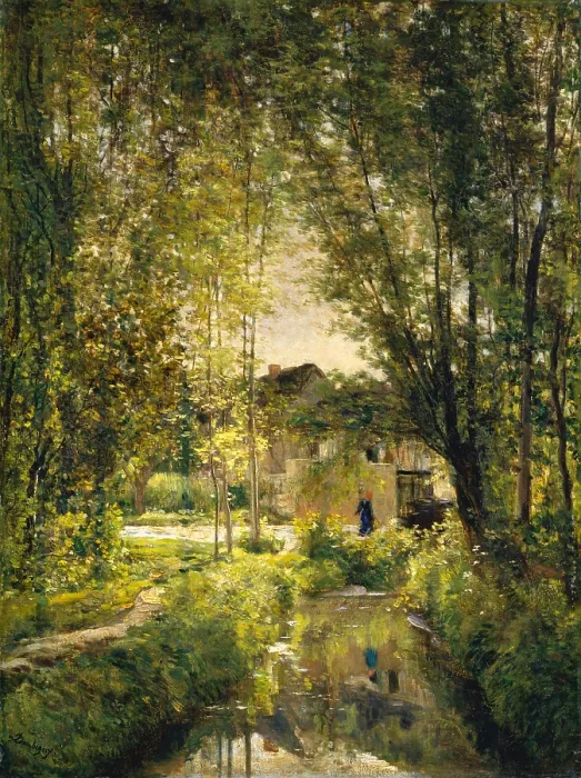 Framed Print : LANDSCAPE WITH A SUNLIT STREAM, by Charles-Francois Daubigny, 1877, French painting, oil on canvas Framed Print : LANDSCAPE WITH A SUNLIT STREAM, by Charles-Francois Daubigny, 1877, French painting, oil on canvas