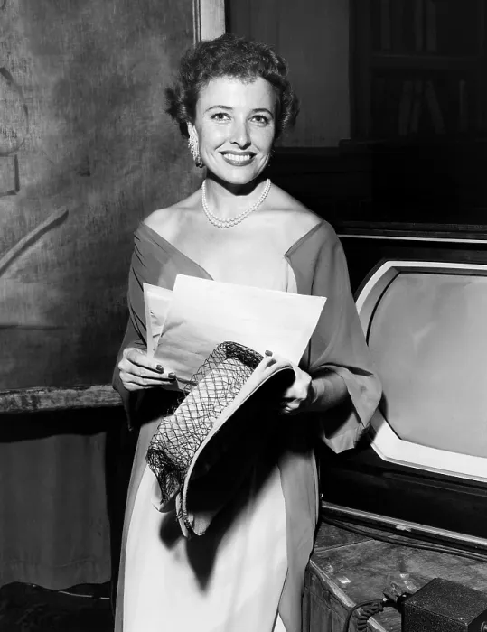 Framed Print : Laraine Day, on the set of her talk show, 1951 Framed Print : Laraine Day, on the set of her talk show, 1951