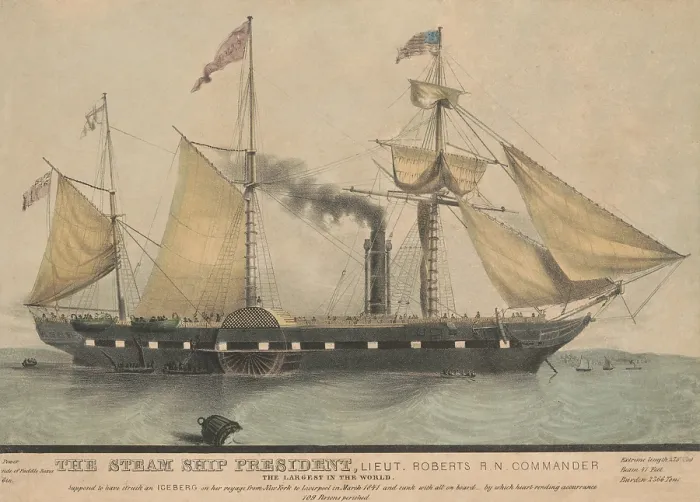 Framed Print : The largest steam ship in the world, the President, in 1840