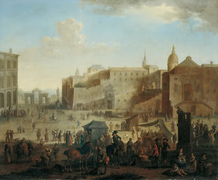Framed Print : Largo di Palazzo (Largo di Palazzo), by unknown artist, c. 1670, 17th Century, oil on canvas, 52 x 63 cm - Whole artwork view