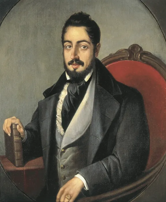 Framed Print : LARRA, Mariano Jos de (1809-1837). Spanish romantic writer and journalist. Portrait of anonymous author. Oil on canvas. SPAIN. Madrid. Romantic Museum
