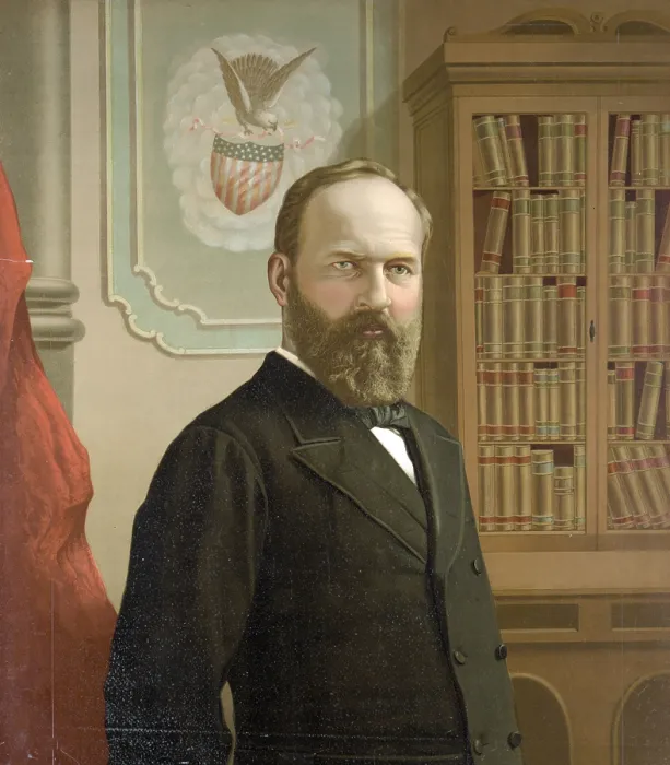 Framed Print : The late president James A. Garfield, color lithograph ca. 1881