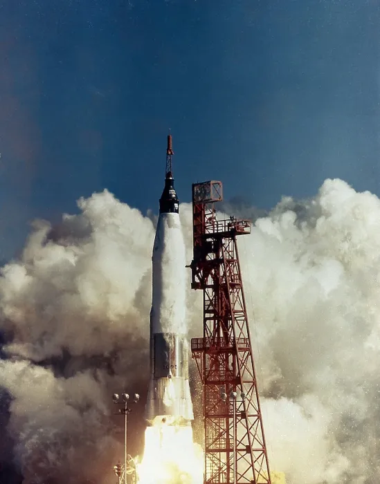 Framed Print : Launch of Friendship 7, the first American manned orbital space flight. Astronaut John Glenn was aboard the modified Atlas Intercontinental Ballistic Missile. May 5, 1961 Framed Print : Launch of Friendship 7, the first American manned orbital space flight. Astronaut John Glenn was aboard the modified Atlas Intercontinental Ballistic Missile. May 5, 1961