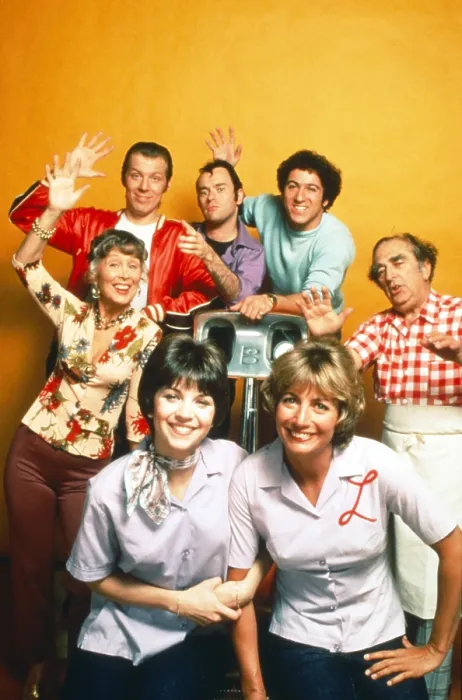 Framed Print : LAVERNE & SHIRLEY, front, from left: Cindy Williams, Penny Marshall, back, from left: Betty Garrett, Michael McKean, David L. Lander, Eddie Mekka, Phil Foster, 1976-1983 Framed Print : LAVERNE & SHIRLEY, front, from left: Cindy Williams, Penny Marshall, back, from left: Betty Garrett, Michael McKean, David L. Lander, Eddie Mekka, Phil Foster, 1976-1983