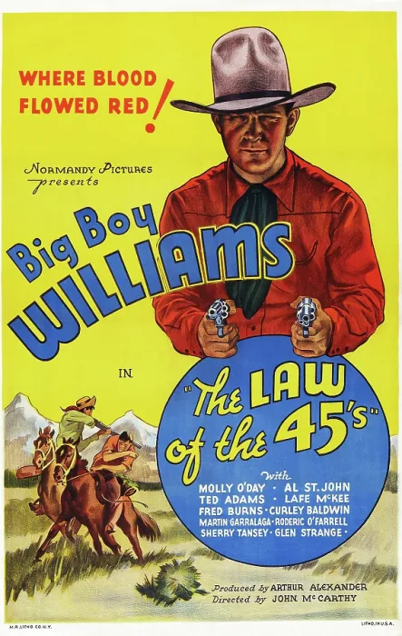 Framed Print : THE LAW OF THE 45'S, US poster art, Guinn Big Boy Williams, 1935