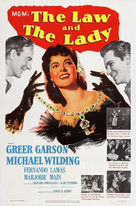 Framed Print : THE LAW AND THE LADY, l-r: Michael Wilding, Greer Garson, Fernando Lamas on poster art, 1951