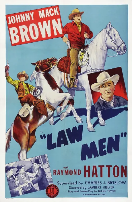 Framed Print : LAW MEN, US poster art, left: Raymond Hatton; center and right: Johnny Mack Brown, 1944