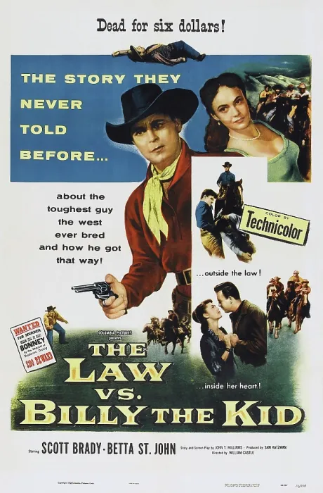 Framed Print : THE LAW VS. BILLY THE KID, US poster, top from left: Scott Brady, Betta St. John, 1954 Framed Print : THE LAW VS. BILLY THE KID, US poster, top from left: Scott Brady, Betta St. John, 1954