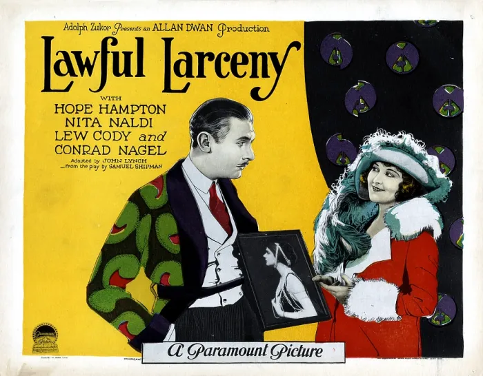 Framed Print : LAWFUL LARCENY, from left, Lew Cody, Nita Naldi (in photograph), Hope Hampton, 1923