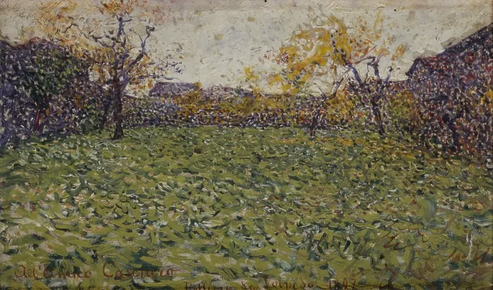 Framed Print : The lawn (Il prato), by Giuseppe Pellizza da Volpedo, 1897, 19th Century, oil on panel, 22 x 35 cm - Italy, Campania, Naples, National Museum of Capodimonte, Marino Collection