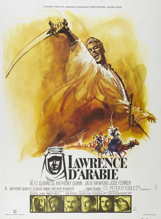 Framed Print : LAWRENCE OF ARABIA (aka LAWRENCE D'ARABIE), top: Peter O'Toole, bottom from left: Alec Guinness, Anthony Quinn, Jack Hawkins, Jose Ferrer, Omir Sharif