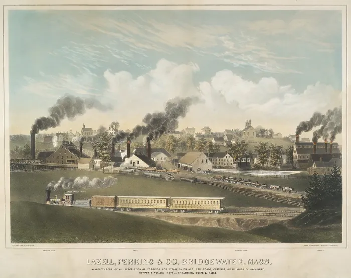 Framed Print : Lazell, Perkins & Co. Bridgewater, Mass, ca. 1860, manufactured industrial equipment