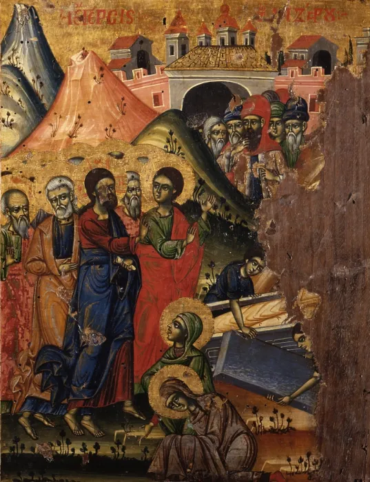 Framed Print : Lazzarus Resurrection, by Joani etiri, 17th Century, tempera on wood - Albania, Tirana, Institute for Cultural Monuments. Whole artwork view Framed Print : Lazzarus Resurrection, by Joani etiri, 17th Century, tempera on wood - Albania, Tirana, Institute for Cultural Monuments. Whole artwork view