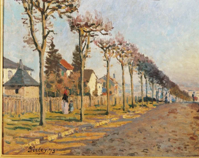 Framed Print : Le Chemin de la Machine, by Alfred Sisley, 1873, 19th Century, oil on canvas, cm 54, 5 x 73 - France, Ile de France, Paris, Muse dOrsay, RF2079. Detail