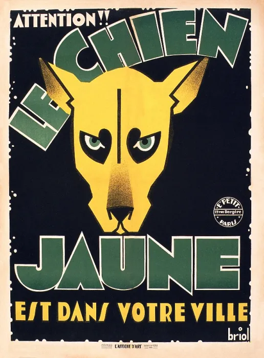 Framed Print : LE CHIEN JAUNE, (aka THE YELLOW DOG), French poster, 1932