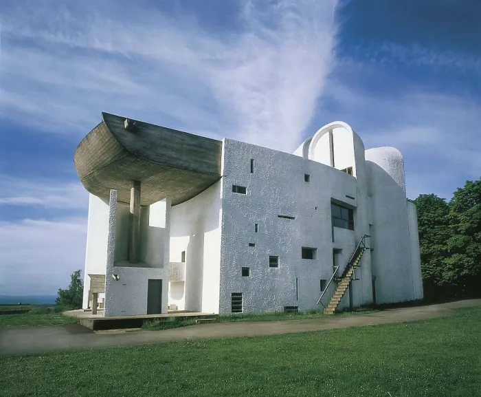 Framed Print : LE CORBUSIER, Charles-douard Jeanneret, named (1887-1965). Chapel of Notre Dame du Haut. 1951-1955. FRANCE. Ronchamp. Chapel of Notre Dame du Haut. Outside. Rationalism