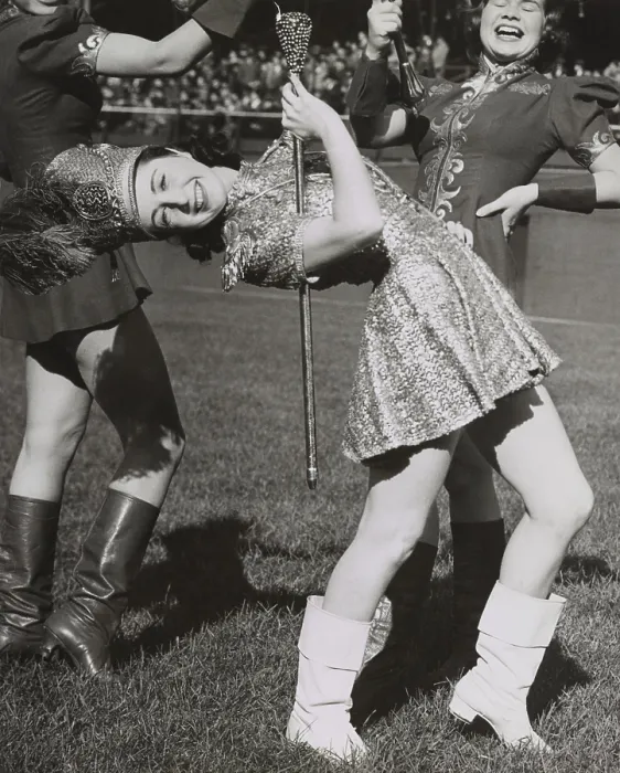 Framed Print : Lead majorette, doing a back bend while holding a baton. Nov. 22, 1939. New York City. (BSLOC_2015_14_215)