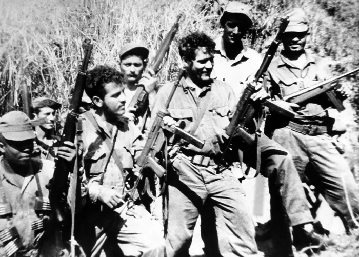 Framed Print : Leaders of the Anti-Castro guerillas meet at Escampray Mountain to coordinate their operations. At right center is Capt Framed Print : Leaders of the Anti-Castro guerillas meet at Escampray Mountain to coordinate their operations. At right center is Capt