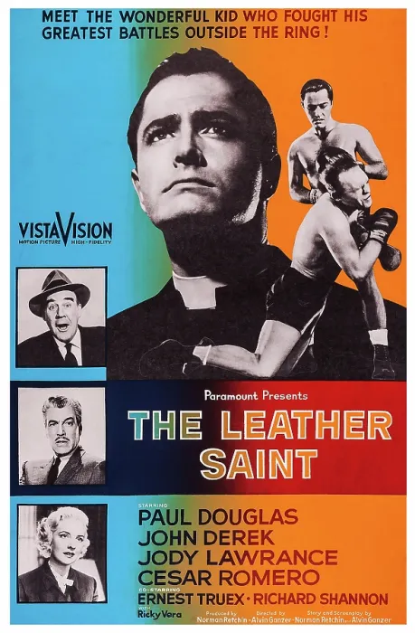 Framed Print : THE LEATHER SAINT, US poster art, left from bottom: Jody Lawrence, Cesar Romero, Paul Douglas; center: John Derek, 1956 Framed Print : THE LEATHER SAINT, US poster art, left from bottom: Jody Lawrence, Cesar Romero, Paul Douglas; center: John Derek, 1956