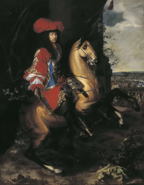 Framed Print : LEBRUN, Charles (1619-1690). Equestrian portrait of Louis XIV. 2nd half 17th c. Baroque art. Oil on canvas. BELGIUM. Tournai. Fine Arts Museum