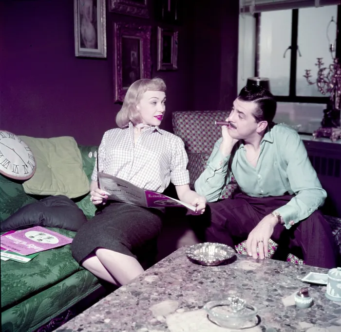 Framed Print : From left: Edie Adams, Ernie Kovacs, at home, ca. mid 1950s Framed Print : From left: Edie Adams, Ernie Kovacs, at home, ca. mid 1950s
