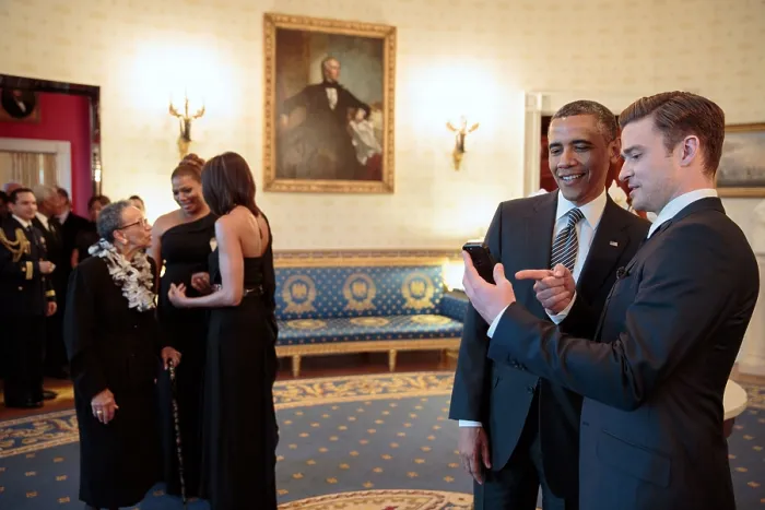 Framed Print : At left, First Lady Michelle Obama talks with Queen Latifah and her grandmother, Katherine Viola Bray