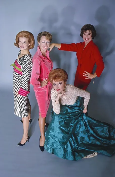 Framed Print : From left: Marjorie Lord, June Lockhart, Amanda Blake, Barbara Hale, 1964