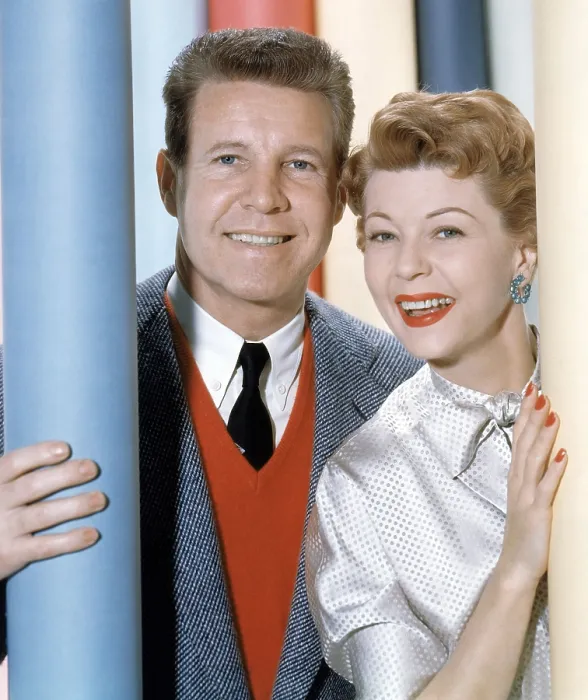 Framed Print : From left: Ozzie Nelson, Harriet Nelson, 1955
